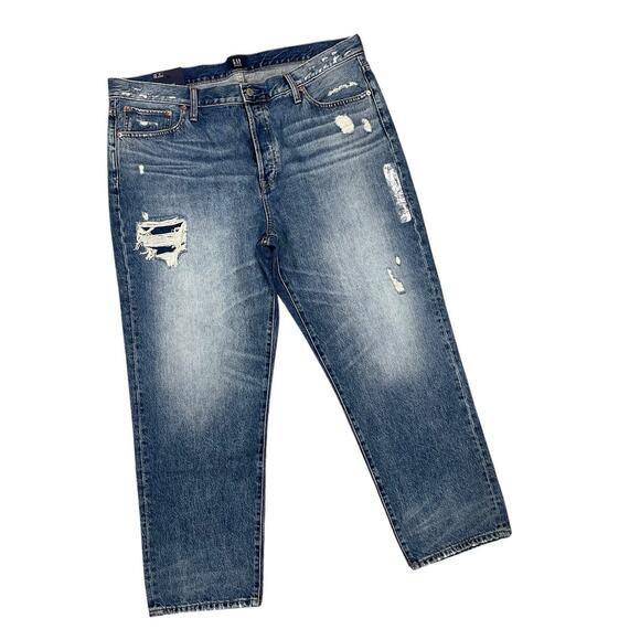 GAP Jeans Distressed Denim Boyfriend 18 / 34T NWT Gap For Good - Picture 1 of 11